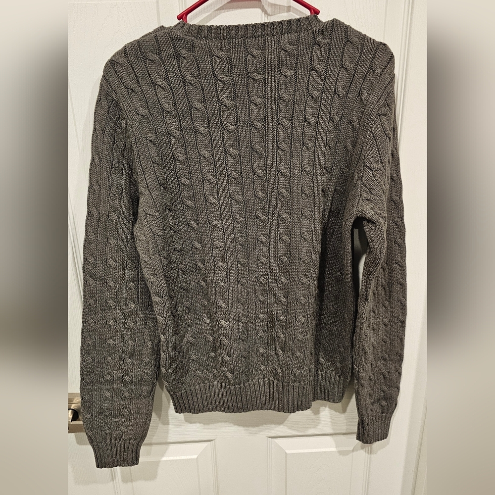 NWT Ralph Lauren Sport Women's Gray Cable Knit Pullover with Pink Logo Size-XL - Picture 5 of 12